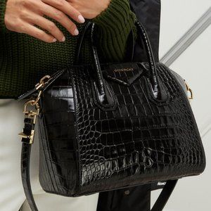 GIVENCHY Small Antigona in crocodile embossed leather, Black